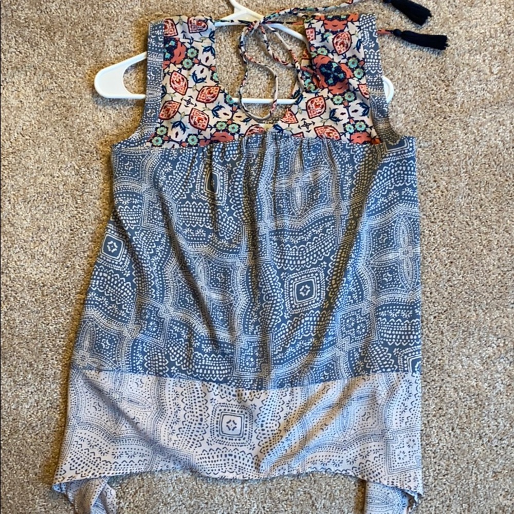 Knox Rose Boho Tie-Back breezy Tank Medium